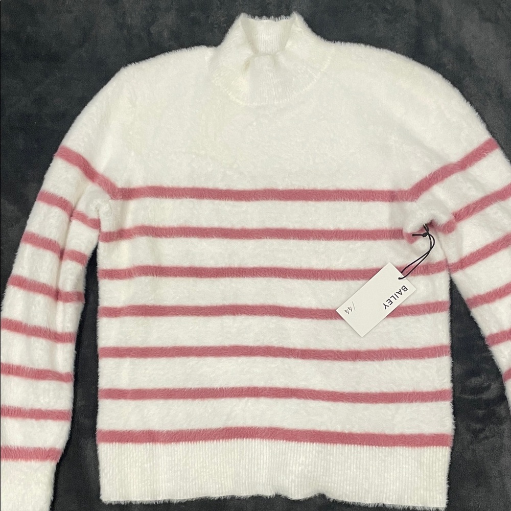 BAILEY 44 Pink and White Striped Turtleneck Sweater - Picture 3 of 6